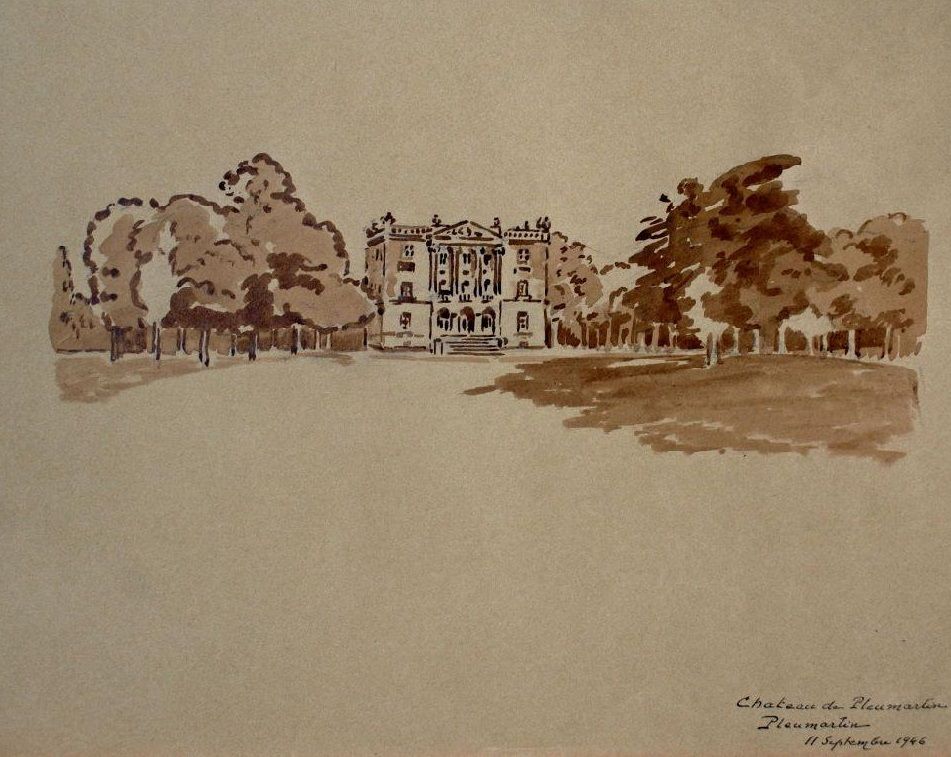 Château de Pleumartin, dessin de René Duvau Musées de Châtellerault 