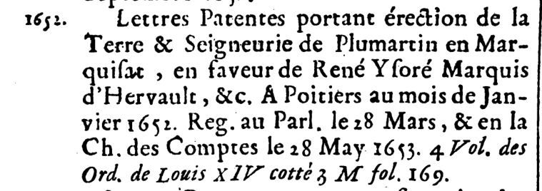 1652, Pleumartin devient un marquisat